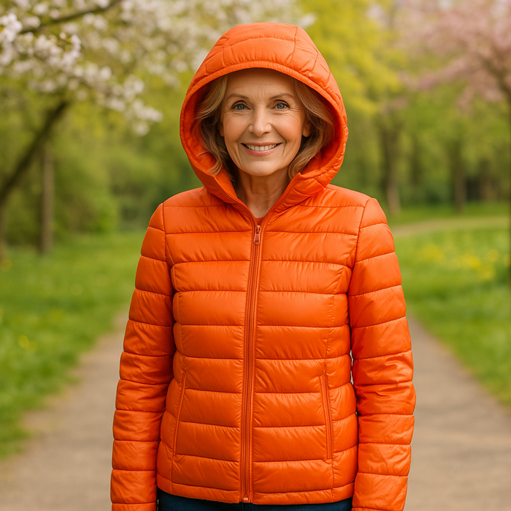 Ilona oranssi takki ulkona
