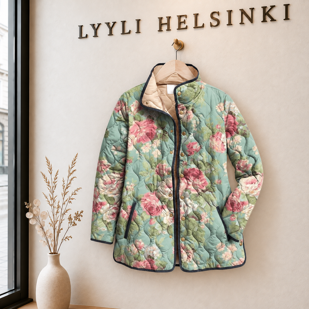 Leila | Mintunvihreä isokukkainen tikkitakki