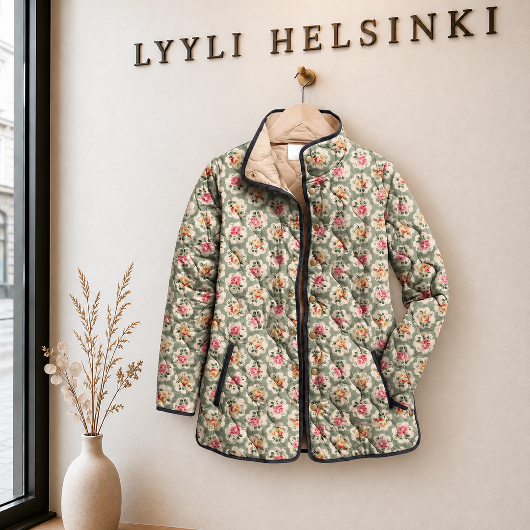 Maire | Salvianvihreä ruusukuosinen tikkitakki
