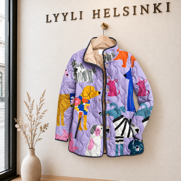 Pinja | Liila koirakuosinen tikkitakki